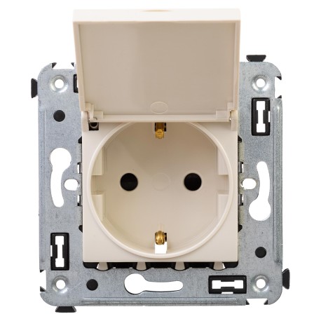 4405013 | Розетка с крышкой в стену, 2P+E, с з/ш, "Avanti", "Ванильная дымка"