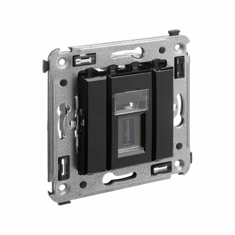 4402303 | USB 3.0 розетка одинарная в стену, тип А-А, Avanti, Черный квадрат-1