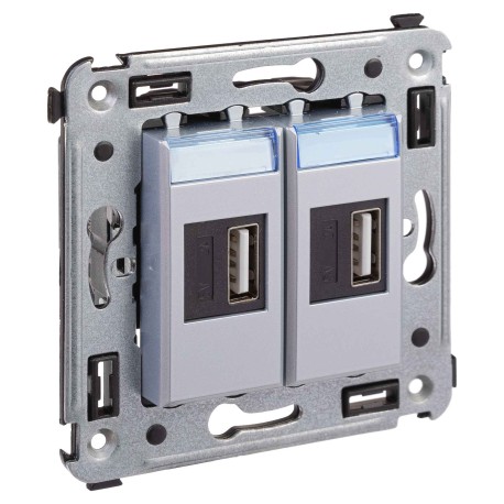 4404543 | USB зарядное устройство в стену, "Avanti", "Закаленная сталь"-1