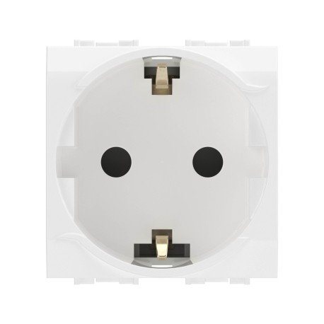 76482B | Электрическая розетка с заземлением, со шторками, белая, 2мод.