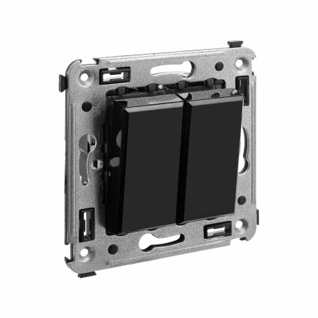 4402124 | Инвертор двухклавишный в стену, Avanti, Черный квадрат-1