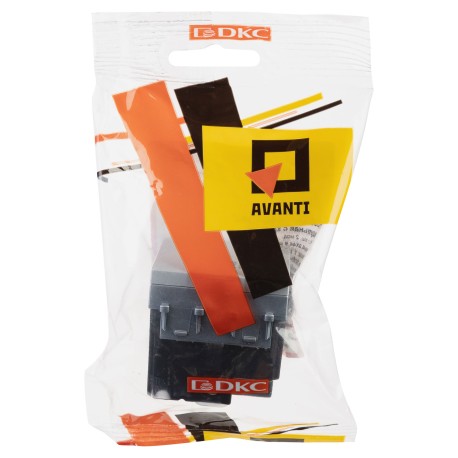 4404012 | Розетка с крышкой модульная, 2P+E, с з/ш, "Avanti", "Закаленная сталь",2 модуля-4