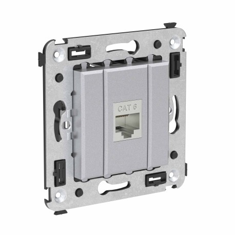 4404793 | Компьютерная розетка RJ-45 без шторки в стену, кат.6 одинарная экранированная, "Avanti", "Закаленная сталь"-1