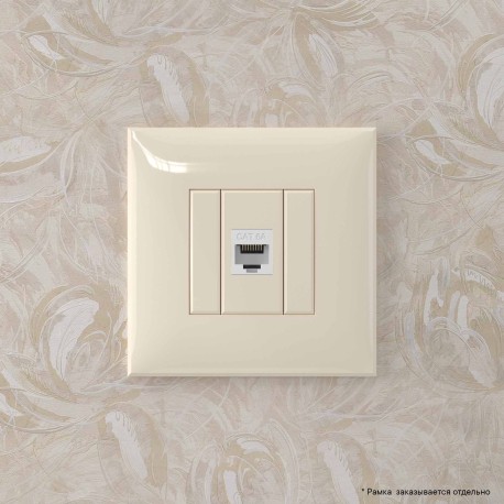4405673 | Компьютерная розетка RJ-45 без шторки в стену, кат.6А одинарная, "Avanti", "Ванильная дымка"-4