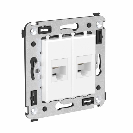 4400614 | Телефонная розетка RJ-12 без шторки в стену двойная, "Avanti", "Белое облако"-1