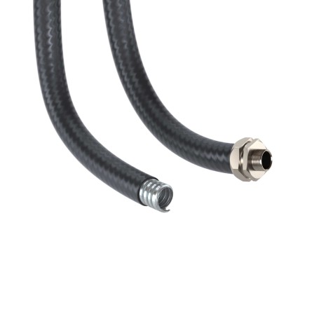 607PU32N | Металлорукав DN 26мм в гладкой PU оболочке, Dвн 26,5 мм, Dнар34,0мм,25м, цвет черный-1