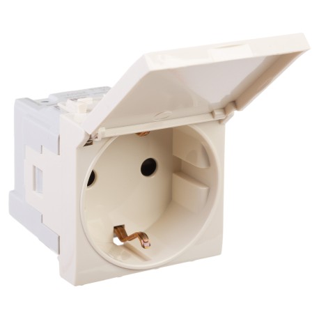 4405012 | Розетка с крышкой модульная, 2P+E, с з/ш, "Avanti", "Ванильная дымка", 2 модуля-1