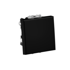 Выключатель двухполюсный одноклавишный модульный, Avanti, Черный матовый, 2 модуля