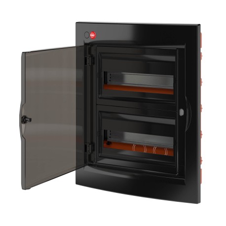 RB24B4TBDL | Щиток встраиваемый с дверцей24 мод.,IP41, черный, с клеммным блоком 63А и замком-2