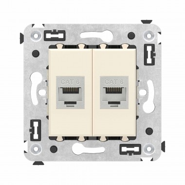 4405794 | Компьютерная розетка RJ-45 без шторки в стену, кат.6 двойная экранированная, "Avanti", "Ванильная дымка"