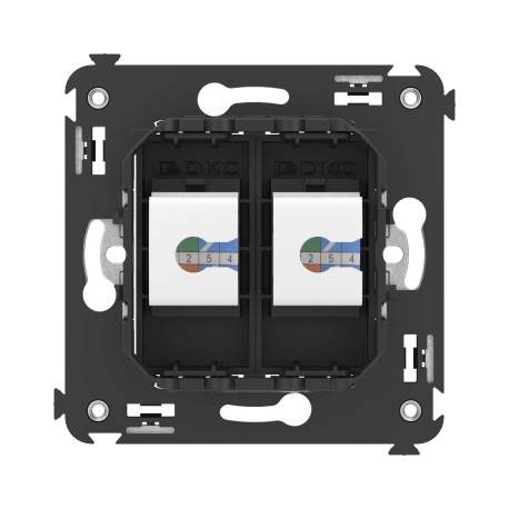 4412664 | Компьютерная розетка RJ-45 без шторки в стену, кат.5е двойная, "Avanti", "Черный матовый"-3