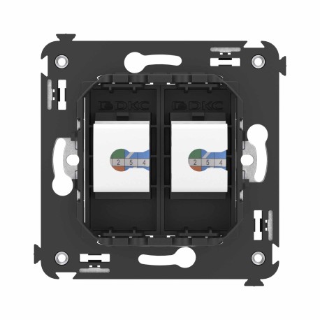 4412694 | Компьютерная розетка RJ-45 без шторки в стену, кат.6 двойная, "Avanti", "Черный матовый"-3