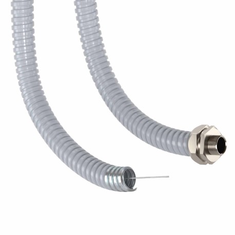 6071R-035P | Металлорукав DN 35мм в герметичной ПВХ изоляции, Dвн 35,0 мм, Dнар 41,0, с протяжкой, 25 м, цвет серый-1