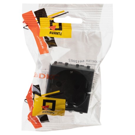 4412002 | Розетка модульная, 2P+E, с з/ш, Avanti, Черный матовый, 2 модуля-4