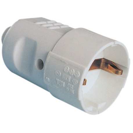 DISSL120163-G | Розетка кабельная, бытовая с центральным вводом кабеля. Серая. IP20 16А 2P+E 230В