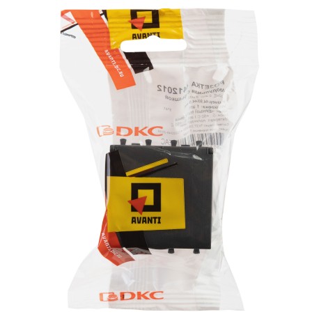 4412012 | Розетка с крышкой модульная, 2P+E, с з/ш, Avanti, Черный матовый, 2модуля-4