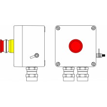 Пост управления Ex из GRP: 1Ex d e IIC T6 Gb X / Ex tb IIIB T80°C Db X /IP66: Аварийная кнопка красная, 1NC/1NO -1 шт.: C: ввод D5,5-13мм подбронированный кабель, Ni -2 шт.