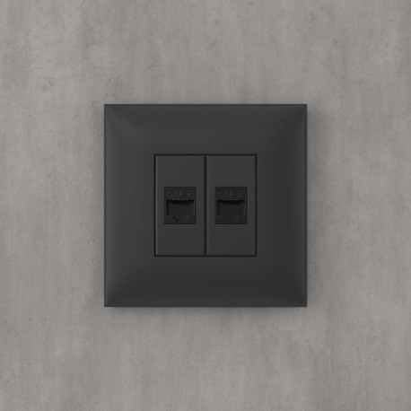 4412664 | Компьютерная розетка RJ-45 без шторки в стену, кат.5е двойная, "Avanti", "Черный матовый"-4
