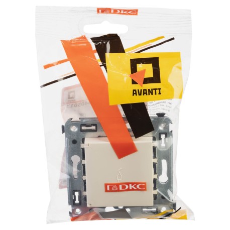 4405013 | Розетка с крышкой в стену, 2P+E, с з/ш, "Avanti", "Ванильная дымка"-4