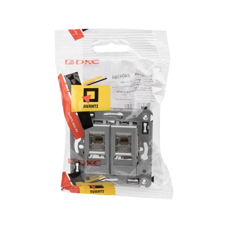 4404394 | Компьютерная розетка RJ-45 в стену, кат.6 двойная экранированнаяAvanti, Закаленная сталь-4