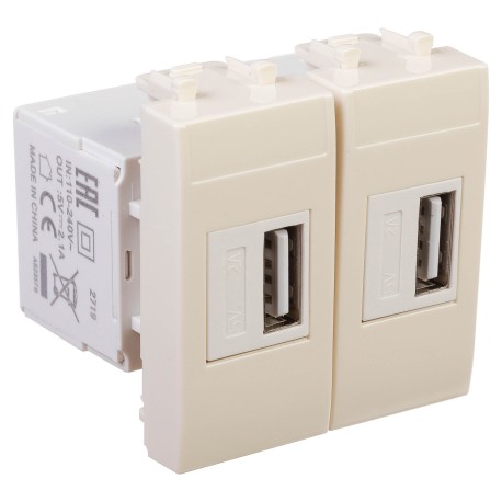 4405542 | USB зарядное устройство модульное, "Avanti", "Ванильная дымка", 2 модуля-1