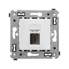 HDMI розетка одинарная в стену, тип А-А, Avanti, Белое облако