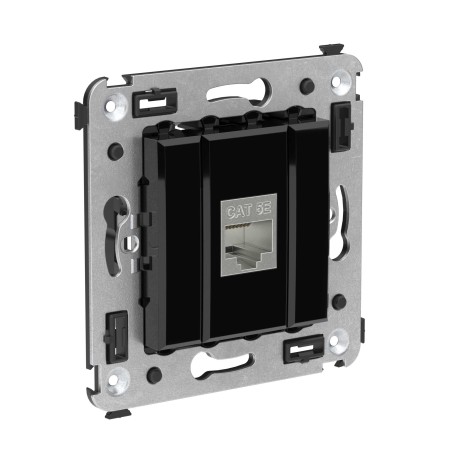 4402763 | Компьютерная розетка RJ-45 без шторки в стену, кат.5e одинарная экранированная, "Avanti", "Черный квадрат"-1