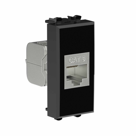 4402791 | Компьютерная розетка RJ-45 без шторки модульная, кат.6 экранированная, "Avanti", "Черный квадрат", 1 модуль-1