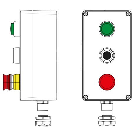 2201.141.22.1208 | Взрывозащищенный пост управления из алюминия CPE-A-14-(1xLG(250)-1xP1B(11)-1xP6E(11))-1xKAEPM2MHK-20(C)1Ex d e IIC Т5 Gb / Ex tb IIIC T95°C Db IP66