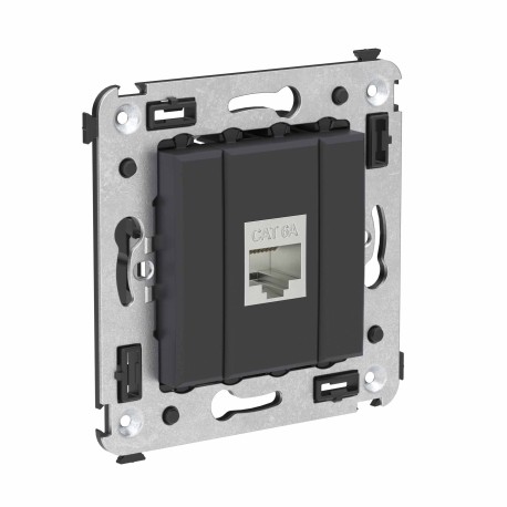 4412773 | Компьютерная розетка RJ-45 без шторки в стену, кат.6А одинарная экранированная, "Avanti", "Черный матовый"-1