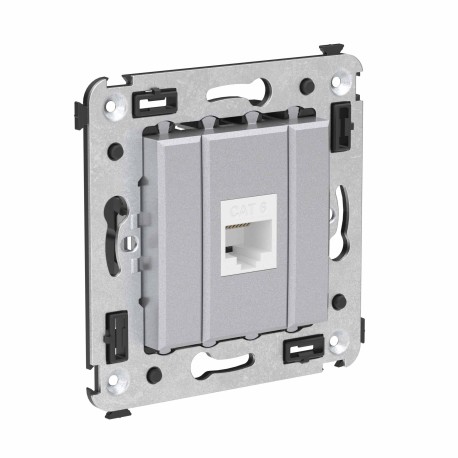 4404693 | Компьютерная розетка RJ-45 без шторки в стену, кат.6 одинарная, "Avanti", "Закаленная сталь"-1