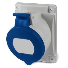 Розетка скрытой установки с наклоном IP44 32А 2P+E 230В. Пружинный зажим.