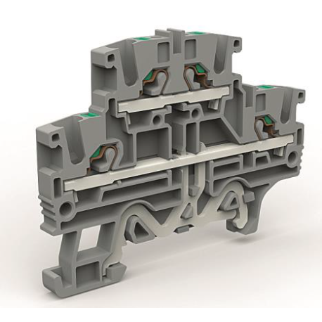 ZEFD220GR | Двухуровневая клемма 2,5 кв.мм с заземлением в нижнем ярусе
