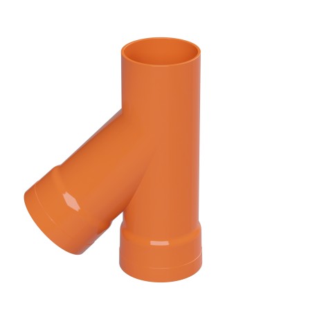 019090 | Тройник для двустенных труб,45 ,полипропилен,д.90