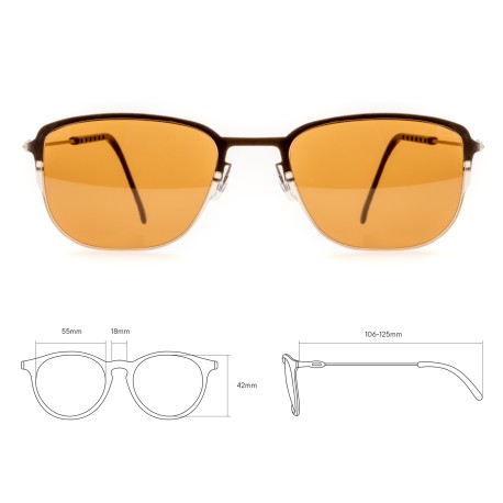 TCSKSF56010002 | Черные солнцезащитные очки из титана с коричневыми линзами. Модель 19-2