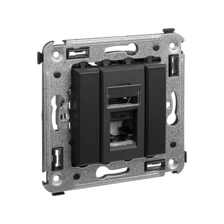 4412463 | Компьютерная розетка RJ-45 в стену, кат.5e одинарная, Avanti, Черный матовый-1