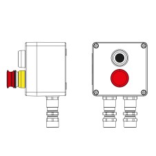 Взрывозащищенный пост управления из полиэстера CPE-P-03-(1xP1B(11)-1xP3E(11))-2xKA2MHK(C)1Ex d e IIC Т5 Gb / Ex tb IIIC T95°C Db IP66/КЗ