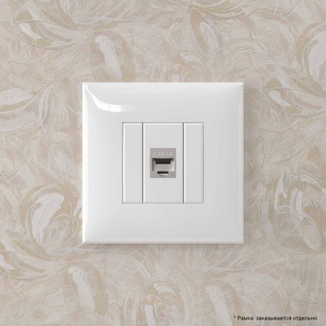 4400773 | Компьютерная розетка RJ-45 без шторки в стену, кат.6А одинарная экранированная, "Avanti", "Белое облако"-4