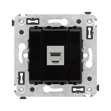 4402763 | Компьютерная розетка RJ-45 без шторки в стену, кат.5e одинарная экранированная, "Avanti", "Черный квадрат"