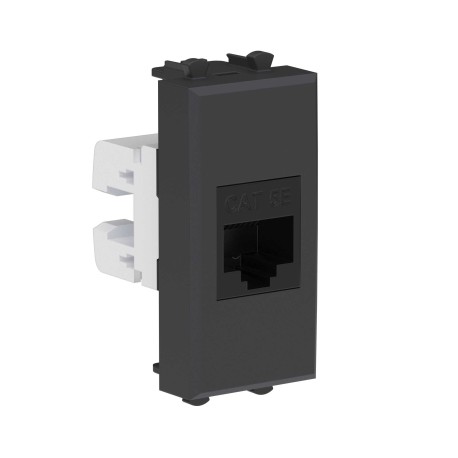 4412661 | Компьютерная розетка RJ-45 без шторки модульная, кат.5е, "Avanti", "Черный матовый", 1 модуль-1