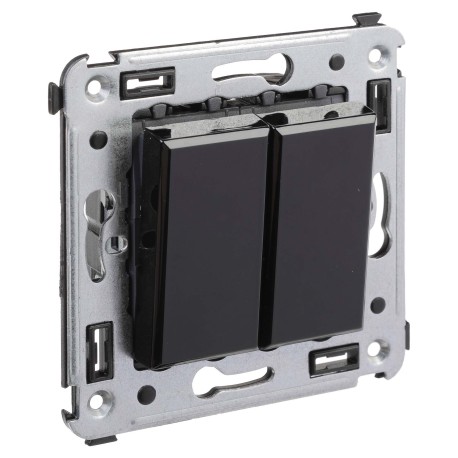 4402114 | Переключатель двухклавишный в стену, "Avanti", "Черный квадрат"-1