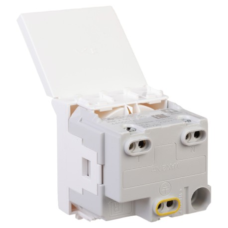 4400012 | Розетка с крышкой модульная, 2P+E, с з/ш, "Avanti", "Белое облако", 2 модуля-3