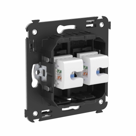 4412674 | Компьютерная розетка RJ-45 без шторки в стену, кат.6А двойная, "Avanti", "Черный матовый"-2