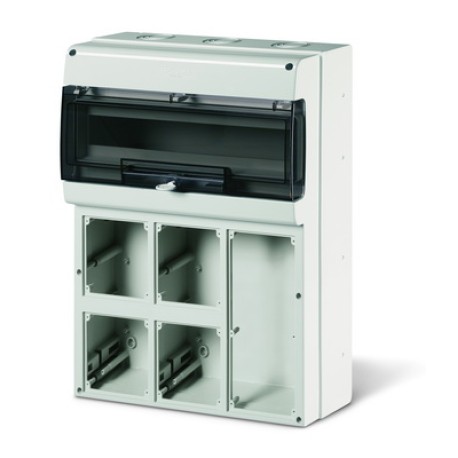 DIS6725522 | Корпус на 24 модуля, 4 поста с основанием 136х125 мм и 1 пост с основанием 100х110 мм