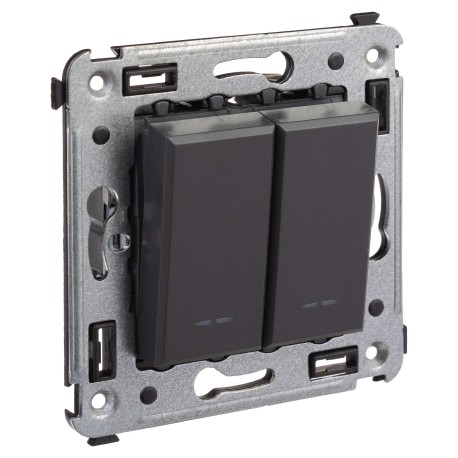 4412104 | Выключатель двухклавишный в стену, Avanti, Черный матовый-1