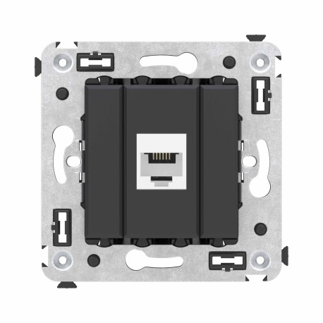 4412613 | Телефонная розетка RJ-12 без шторки в стену одинарная, "Avanti", "Черный матовый"