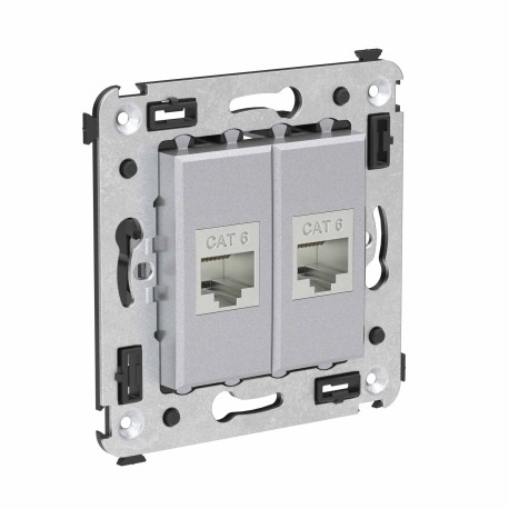 4404794 | Компьютерная розетка RJ-45 без шторки в стену, кат.6 двойная экранированная, "Avanti", "Закаленная сталь"-1