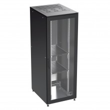 Собранный напольный 19" IT-CQE, 47U 800х800 двери стекло/сплошная, RAL 9005