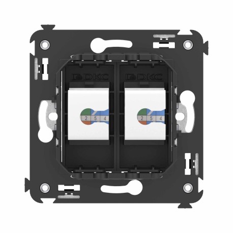 4412614 | Телефонная розетка RJ-12 без шторки в стену двойная, "Avanti", "Черный матовый"-3