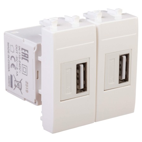 4400542 | USB зарядное устройство модульное, "Avanti", "Белое облако", 2 модуля-1